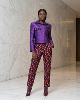 Ensemble soie sauvage/jacquard