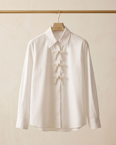Chemise blanche en popeline avec noeud