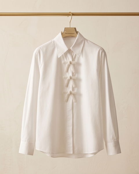 Chemise blanche en popeline avec noeud