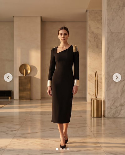 Robe fourreau noire et dorée