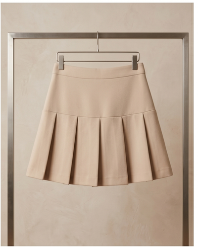 Mini jupe plissée beige