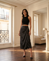 Jupe en satin drapé