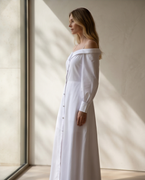 Boat neck poplin dress