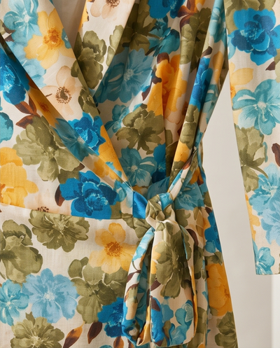 Robe porte feuille en lin fleuri