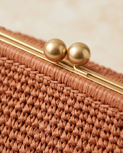 Pochette tressée tabac