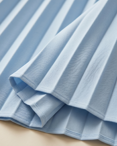 Jupe crêpe plissée bleu ciel