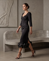 Robe fourreau froufrou