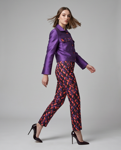 Ensemble soie sauvage/jacquard
