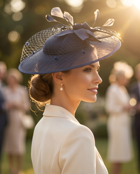 Chapeau bleu plume
