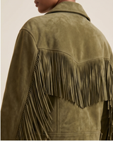Veste suède militaire à franges
