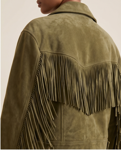 Veste suède militaire à franges