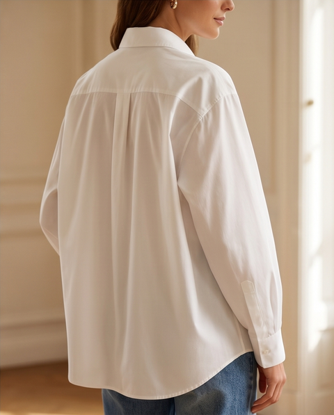 Chemise blanche en popeline avec noeud