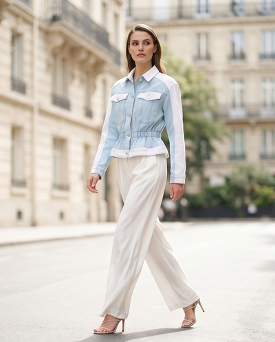 Veste en jean bicolore