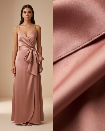 Robe portefeuille en satin poudré