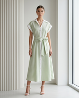 Robe verte à rayures