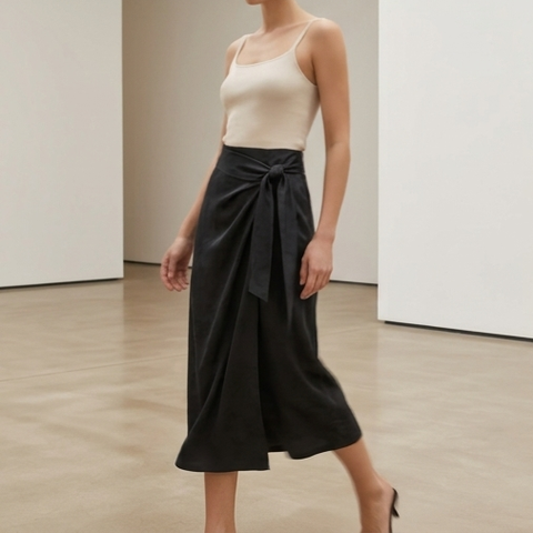 Jupe en satin drapé
