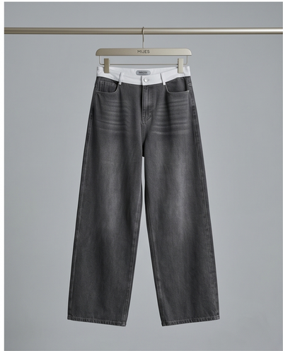 Jeans gris et blanc