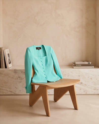 Blouse Façon Veste Vert d'Eau