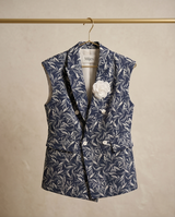 Veste sans manches botanique bleu