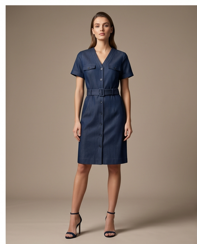 Robe droite denim brut