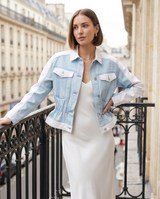 Veste en jean bicolore