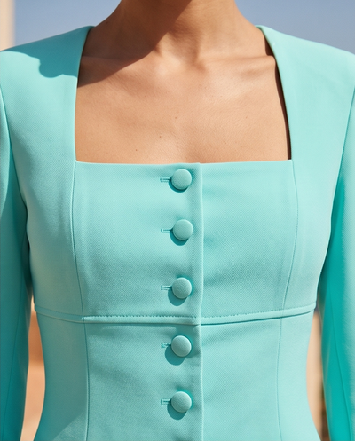 Blouse Façon Veste Vert d'Eau