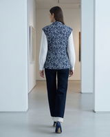 Veste sans manches botanique bleu