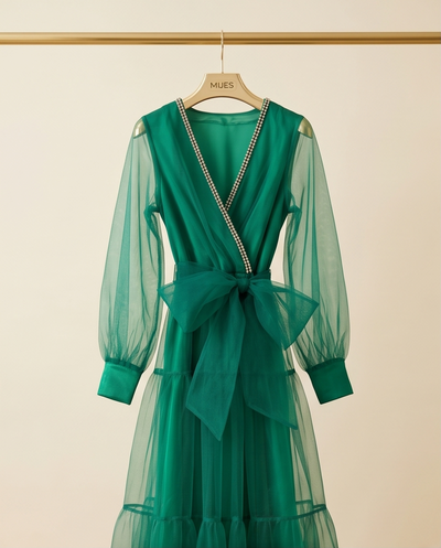 Robe vaporeuse verte émeraude