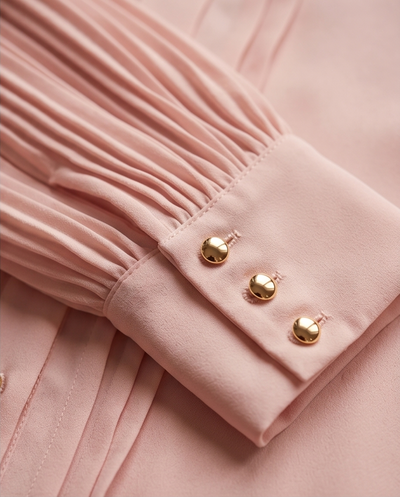 Chemisier rose poudré col lavallière