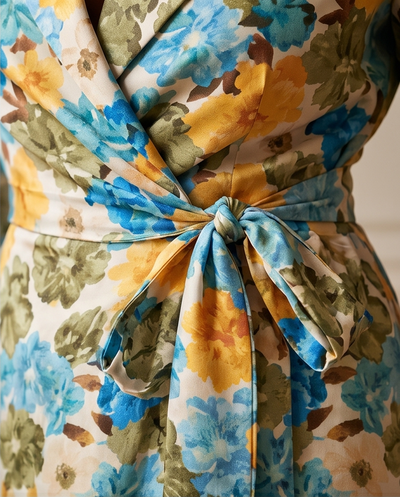 Robe porte feuille en lin fleuri