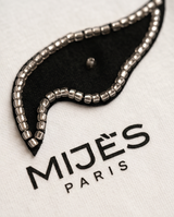 Tee-shirt lion blanc et noir avec perles