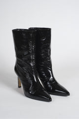 Bottinrs en cuir d’agneau vernis noir