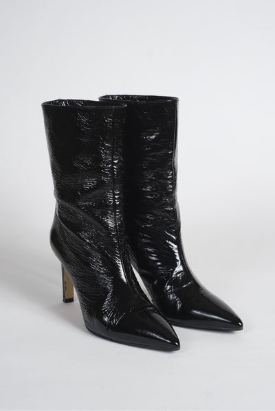 Bottinrs en cuir d’agneau vernis noir
