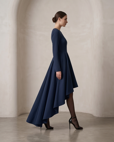 Midnight blue asymmetrical dress 