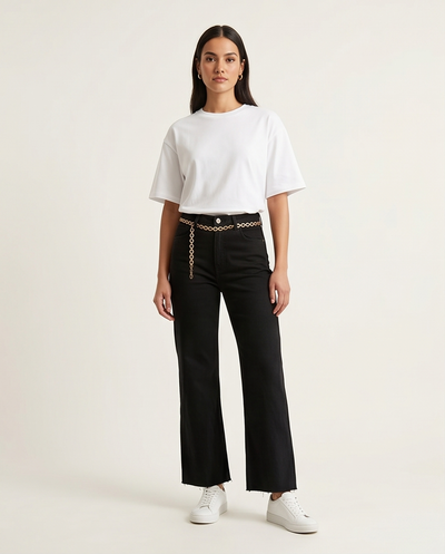 Jeans noir sans ourlet