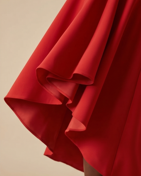Robe patineuse asymétrique rouge