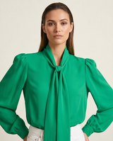 Chemisier col lavallière vert