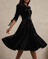 Black cotton velvet dress
