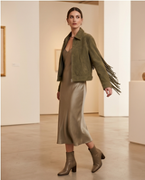 Veste suède militaire à franges