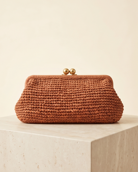 Pochette tressée tabac