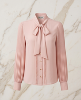 Chemisier rose poudré col lavallière
