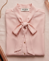 Chemisier rose poudré col lavallière