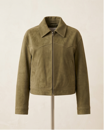 Veste suède militaire à franges
