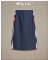 Jupe droite denim avec bandes