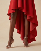 Robe patineuse asymétrique rouge