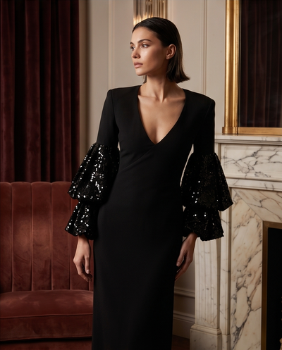 Robe longue Manches sequins