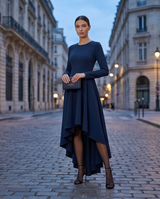 Midnight blue asymmetrical dress 