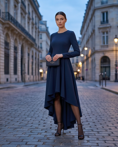 Midnight blue asymmetrical dress 