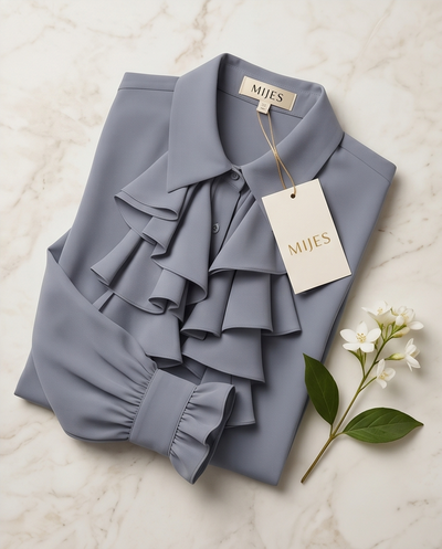 Chemisier froufrou gris