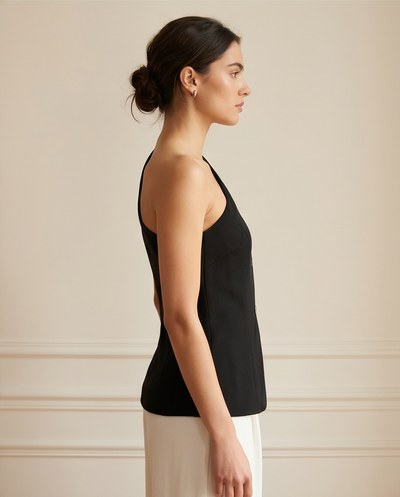 Top asymétrique noir